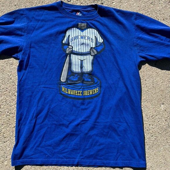 BREWERS BASEBALL T-shirt, short sleeve, crewneck. Blue men's size M - Picture 2 of 4